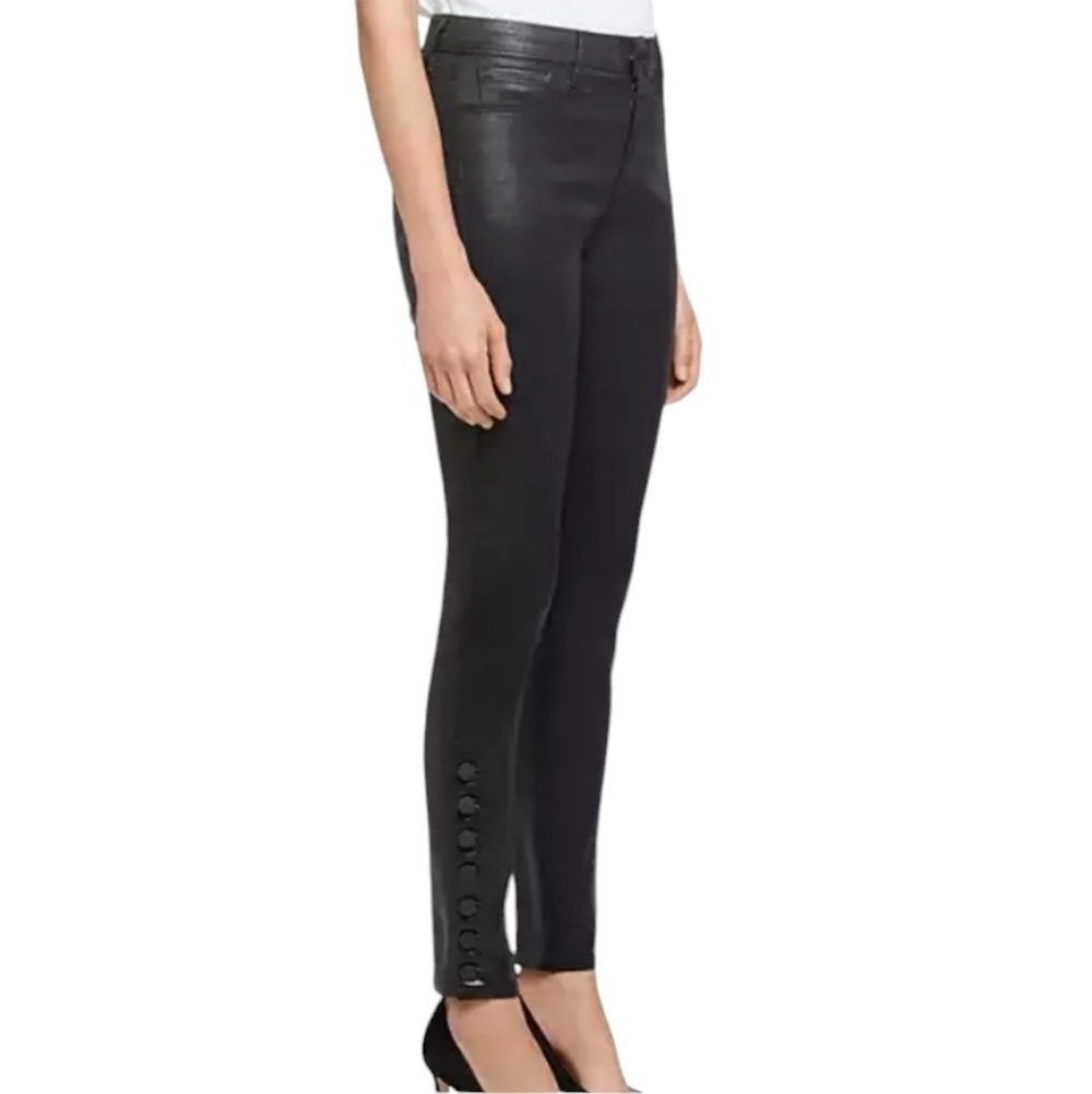 NEW L'AGENCE Black Piper High Rise Skinny Button Ankle Jeans 25 Mob Wife